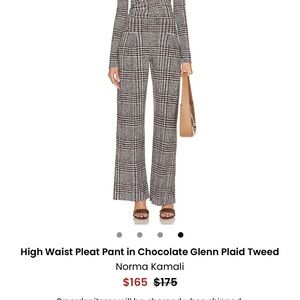 Norma Kamali Chocolate Glenn Plaid High Waist Pants
